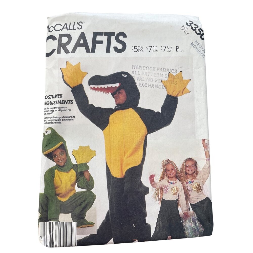 80s McCalls 3350 Sewing Pattern Size Medium Alligator Frog Mermaid Adults UNCUT
